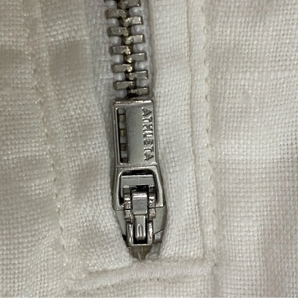 Athleta White Linen 100% Drawstring Cabo Joggers with Zip Pockets Size 10
